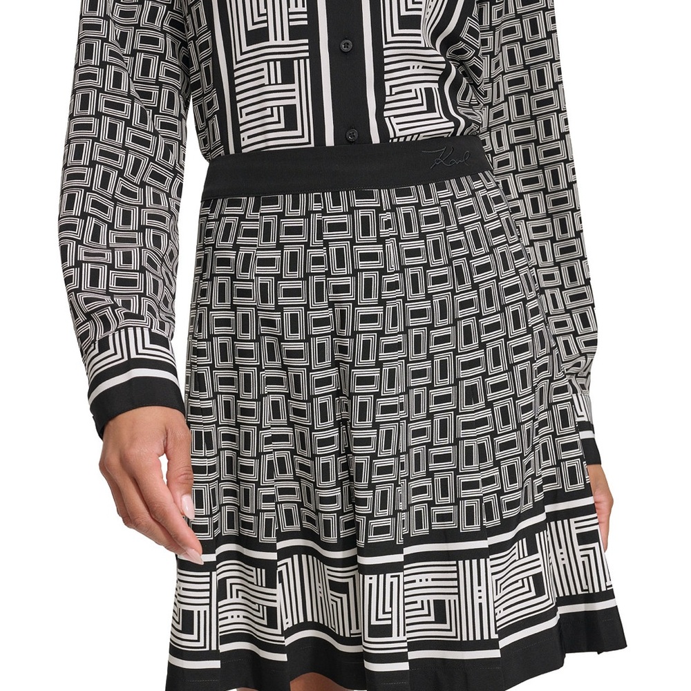 Chic Black and White Geometric  skirt. Blouse available too separately.